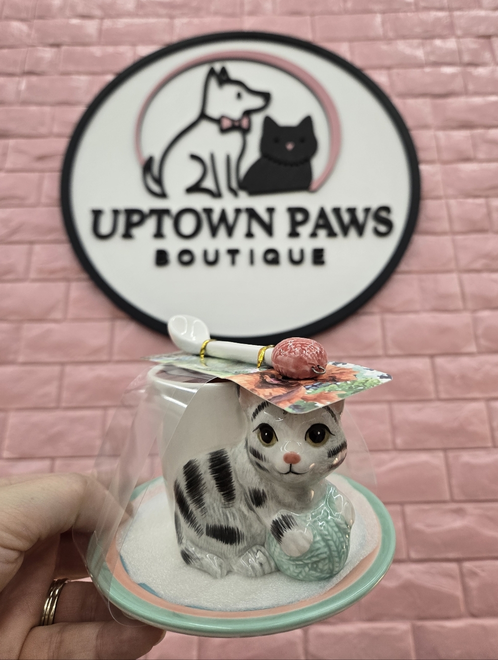 3-piece Cat Espresso Set - Cup, Saucer & Spoon